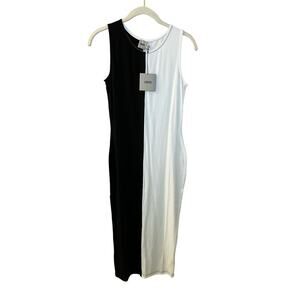 Asos Color Bock Midi Dress Women's SZ 8 Black/White knitted Sleeveless Pullover